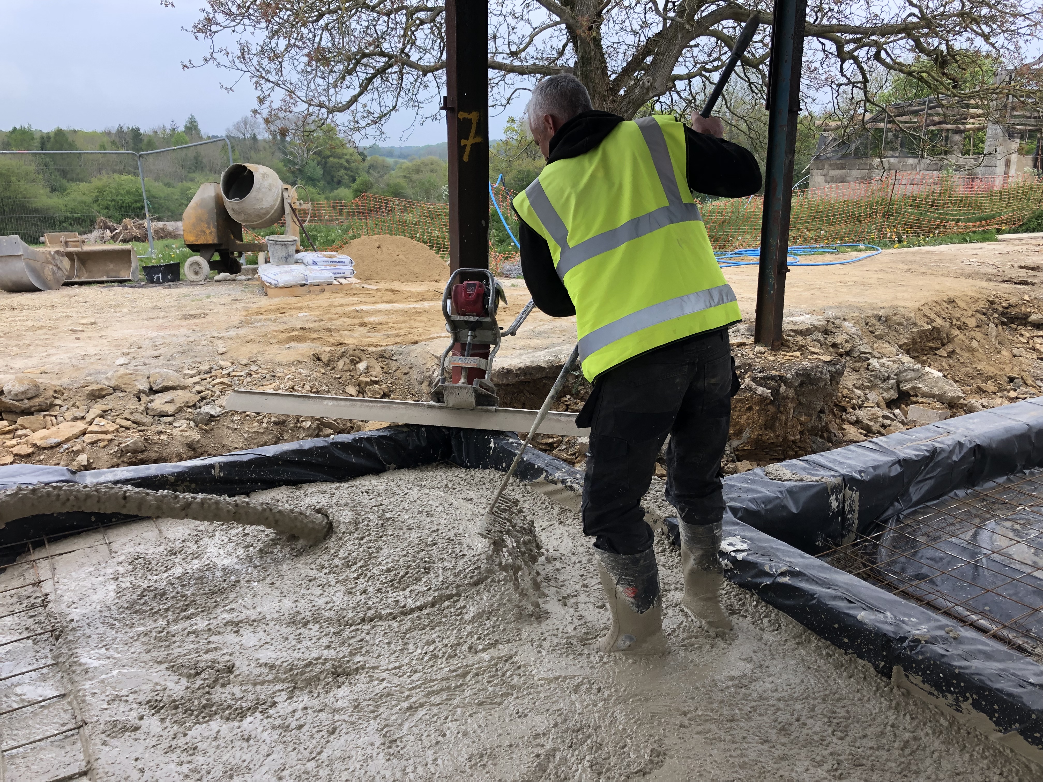 Southrop Barn Conversion - pouring concrete